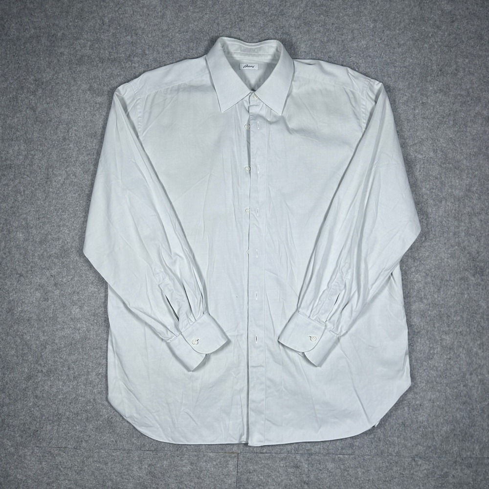 Brioni Dress Shirt Mens 42(16.5) XL White Cotton Twill Italy Made Luxury